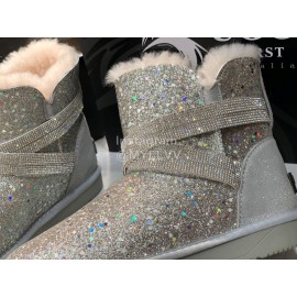 Ugg Winter Fashion Blingbling Wool Boots For Women Silver