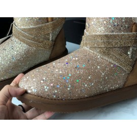 Ugg Winter Fashion Blingbling Wool Boots For Women Brown