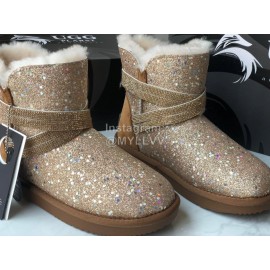 Ugg Winter Fashion Blingbling Wool Boots For Women Brown
