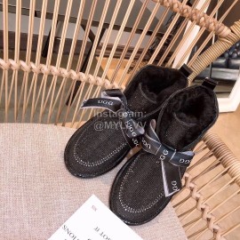 Ugg Winter Cute Bow Wool Boots For Women Black