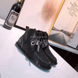 Ugg Winter Cute Bow Wool Boots For Women Black