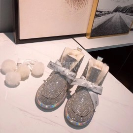 Ugg Winter Cute Bow Wool Boots For Women Silver