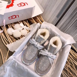 Ugg Winter Cute Bow Wool Boots For Women Silver