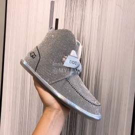 Ugg Winter Cute Bow Wool Boots For Women Silver