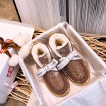 Ugg Winter Cute Bow Wool Boots For Women Gold