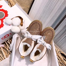 Ugg Winter Cute Bow Wool Boots For Women Gold