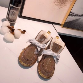 Ugg Winter Cute Bow Wool Boots For Women Gold