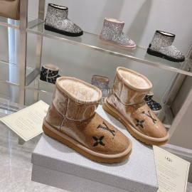Ugg Co Branded Lv Winter Short Boots For Women Brown