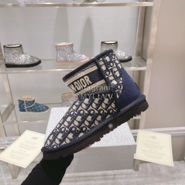 Ugg Co Branded Dior Winter Short Boots For Women Navy