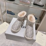 Ugg Co Branded Dior Winter Short Boots For Women Gray