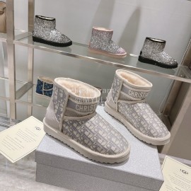 Ugg Co Branded Dior Winter Short Boots For Women Gray