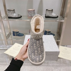 Ugg Co Branded Dior Winter Short Boots For Women Gray