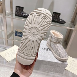 Ugg Co Branded Dior Winter Short Boots For Women Gray