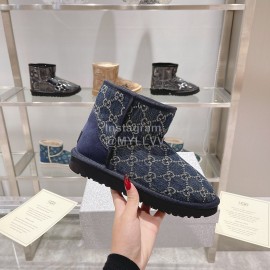 Ugg Co Branded Gucci Winter Short Boots For Women Blue