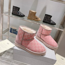 Ugg Co Branded Gucci Winter Short Boots For Women Pink