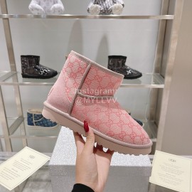 Ugg Co Branded Gucci Winter Short Boots For Women Pink