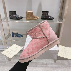Ugg Co Branded Gucci Winter Short Boots For Women Pink