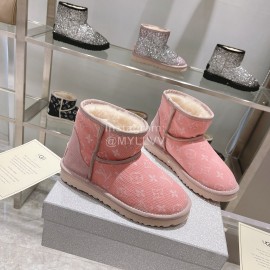 Ugg Co Branded Lv Winter Wool Short Boots For Women Pink