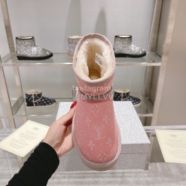 Ugg Co Branded Lv Winter Wool Short Boots For Women Pink