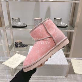 Ugg Co Branded Lv Winter Wool Short Boots For Women Pink