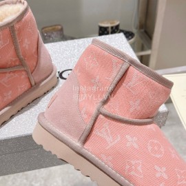 Ugg Co Branded Lv Winter Wool Short Boots For Women Pink