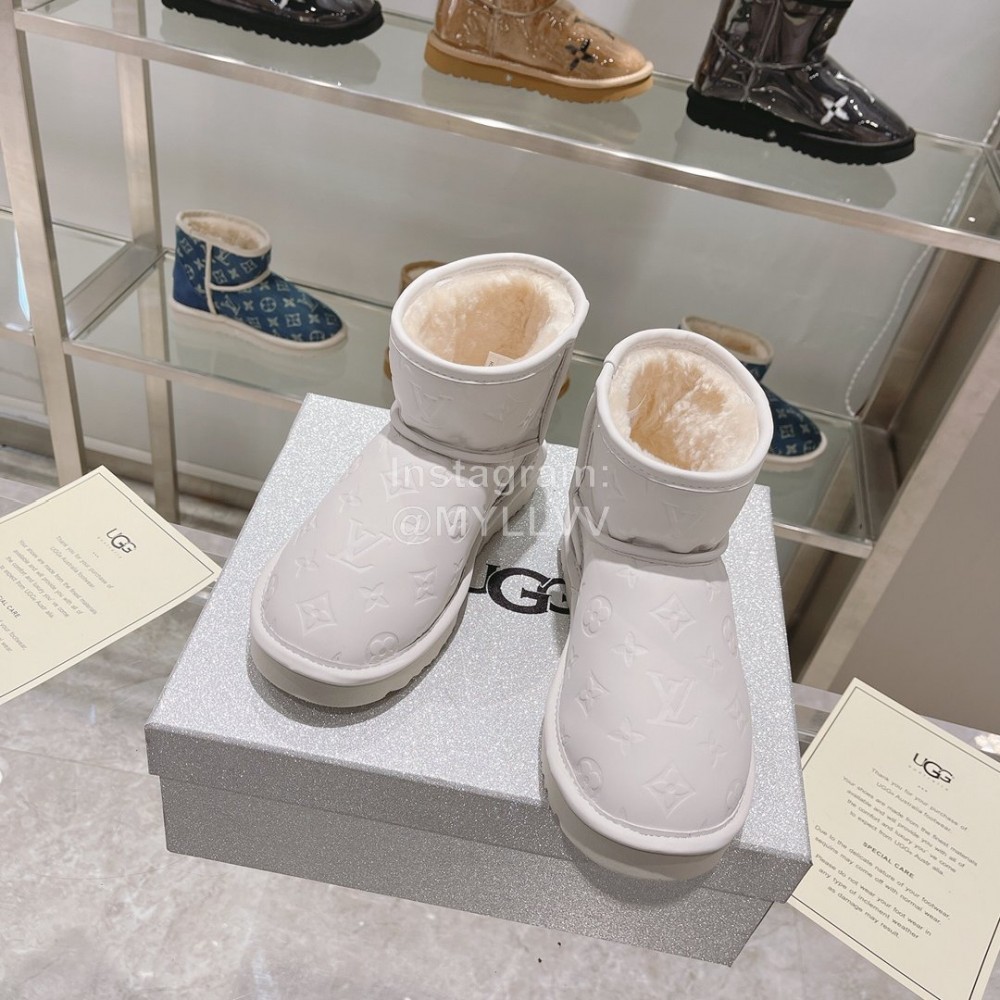 Ugg Co Branded Lv Winter Wool Short Boots For Women White