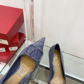 Valentino V Patent Leather Button Pointed High Heels Purple