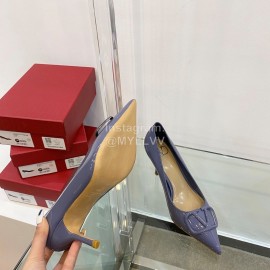 Valentino V Patent Leather Button Pointed High Heels Purple