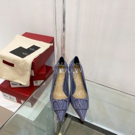 Valentino V Patent Leather Button Pointed High Heels Purple