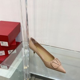 Valentino V Patent Leather Button Pointed Apricot High Heels 