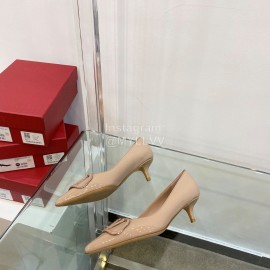 Valentino V Patent Leather Button Pointed Apricot High Heels 