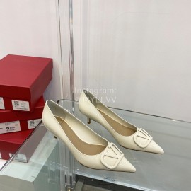 Valentino V Patent Leather Button Pointed White High Heels