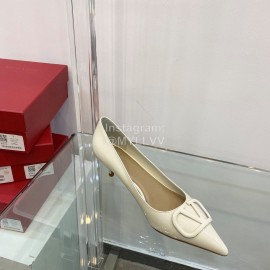 Valentino V Patent Leather Button Pointed White High Heels