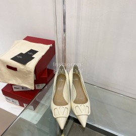 Valentino V Patent Leather Button Pointed White High Heels