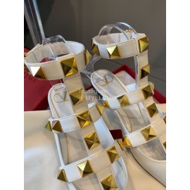 Valentino White New Pointed Flat Heel Sandals For Women