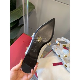 Valentino White New Pointed Flat Heel Sandals For Women