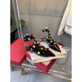 Valentino Black New Pointed Flat Heel Sandals For Women