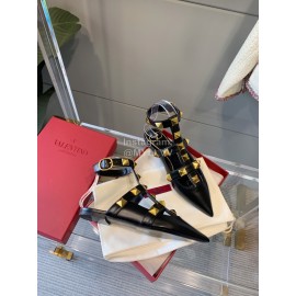 Valentino Black New Pointed Flat Heel Sandals For Women