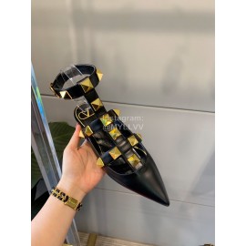 Valentino Black New Pointed Flat Heel Sandals For Women