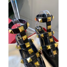 Valentino Black New Pointed Flat Heel Sandals For Women