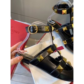 Valentino Black New Pointed Flat Heel Sandals For Women