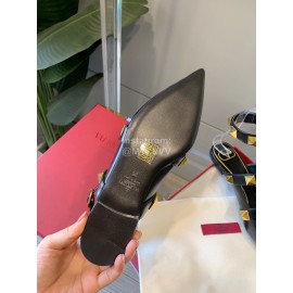 Valentino Black New Pointed Flat Heel Sandals For Women