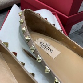 Valentino Riveted Pointed Flat Heel Leather Shoes Blue