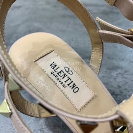 Valentino Fashion Rivet Pointed High Heels Sandals Khaki