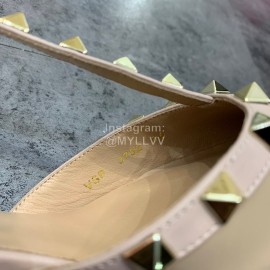Valentino Fashion Rivet Pointed High Heels Sandals Khaki