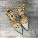 Valentino Fashion Rivet Pointed High Heels Sandals Blue