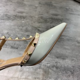 Valentino Fashion Rivet Pointed High Heels Sandals Blue