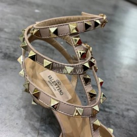 Valentino Fashion Rivet Pointed High Heels Sandals Blue