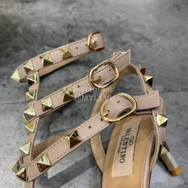 Valentino Fashion Rivet Pointed High Heels Sandals Blue