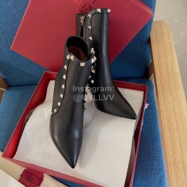 Valentino Classic Rivet High Heeled Black Calfskin Boots